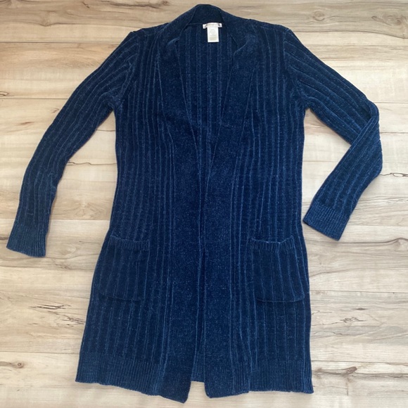 Marty M Womens M Blue Long Soft Open Cardigan. Ribbed with pockets. So comfy! - Picture 9 of 12